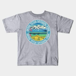 Vintage Grand Teton National Park Retro Anime Kids T-Shirt